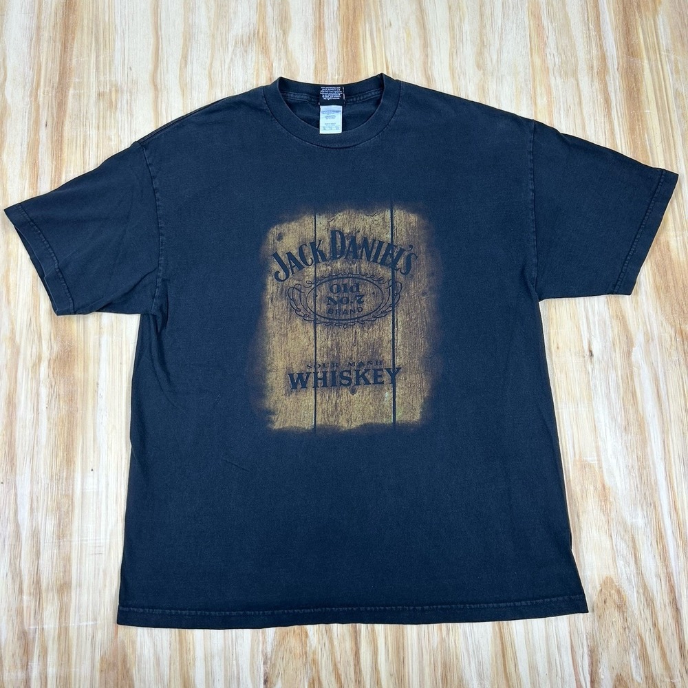 Vintage Jack Daniels Shirt Mens XL Black Whiskey Y2K Biker Skate Grunge